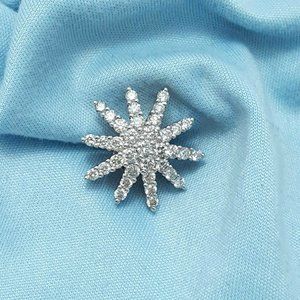 Beautiful 14K Solid White Gold 10 Sided Star Shaped Charm Pendant with Diamonds